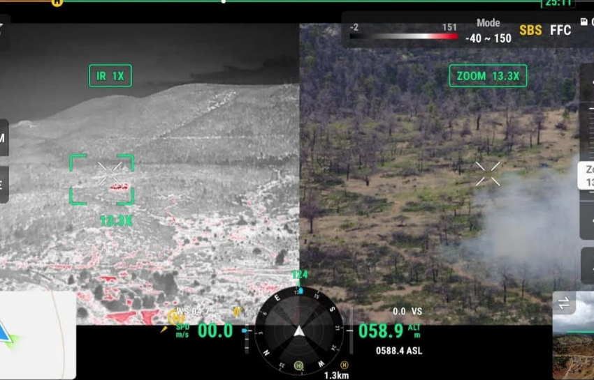  Drone της Πυροσβεστικής εντοπίζει εστία πυρκαγιάς από ξηρό κεραυνό στα Βίλια (φωτογραφία)