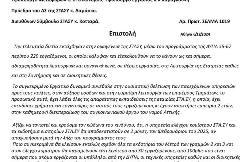  Μετρό Αθηνών: Στάση εργασίας την Παρασκευή (13/12) – Ποιες ώρες δεν θα λειτουργήσει