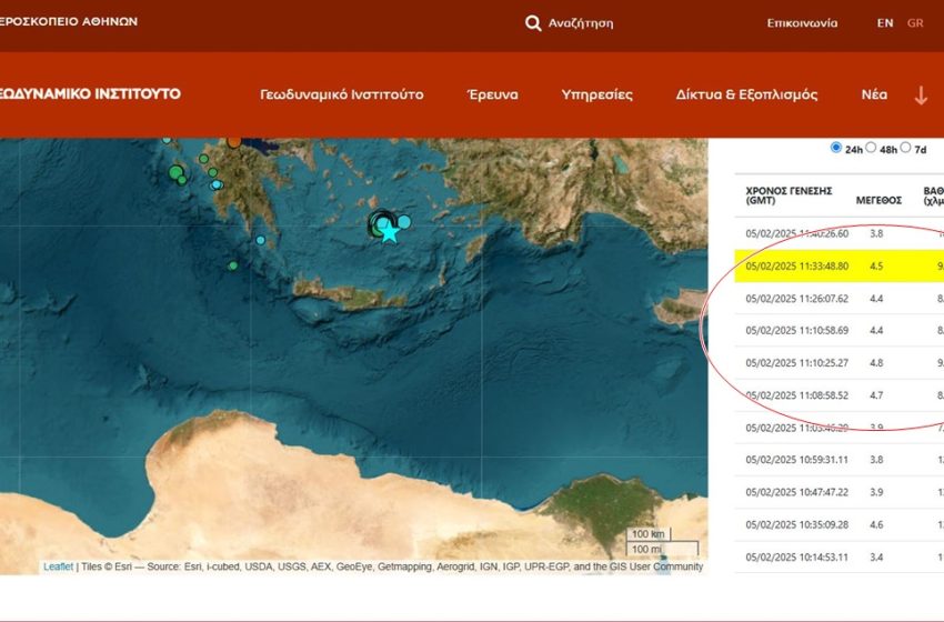  Πέντε νέοι σεισμοί άνω των 4 Ρίχτερ σε διάστημα λίγων λεπτών στην Αρκεσίνη Αμοργού